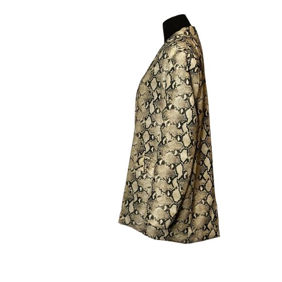 Abbeline beige brown snake print open front jacket size Medium - Picture 12 of 13